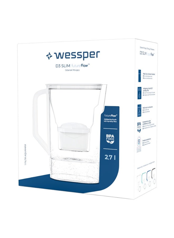 إبريق فلترة مياه ويسبر D3 Slim FutureFlow سعة 2.7 لتر – أبيض - Image 2