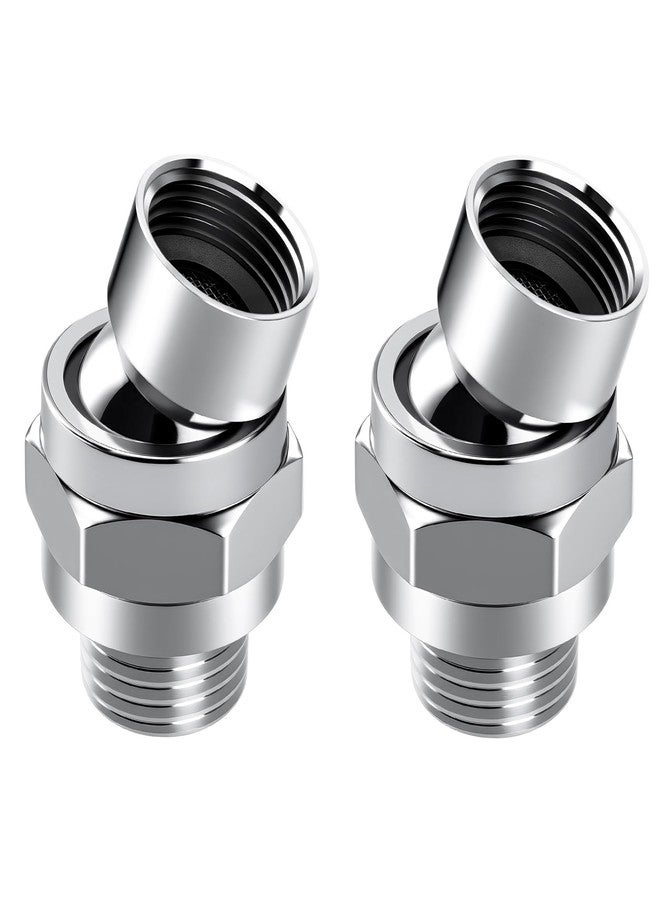 KAEZDD Shower Connector Ball Joint Shower Head Swivel Ball Adapter Brass Adjustable Shower Arm Extension Universal Component Polish Chrome (Silver-2Pcs) - Image 1
