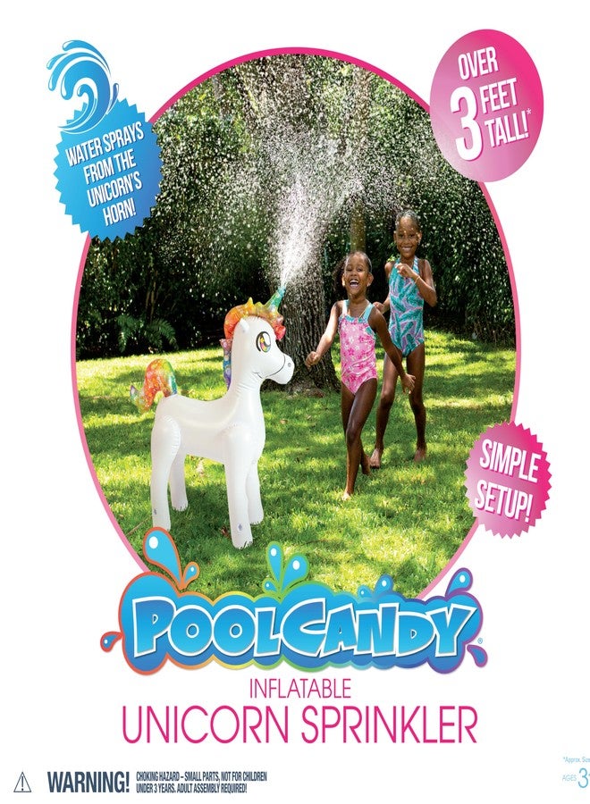 بول كاندي مرش ماء على شكل وحيد القرن عملاق قابل للنفخ من Poolcandy للأطفال، للعب في الهواء الطلق خلال فصل الصيف، سهل التركيب ويوفر ساعات من المرح. - Image 5