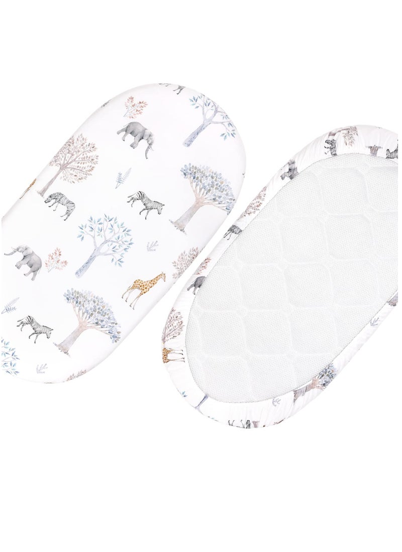 Gllquen Baby - 2 Pack Moses Basket Fitted Sheets, Newborn Pram Sheets Fitted, 100% Microfiber Cozy and Breathable Crib Baby Bassinet Sheets for Boy and Girl, Easy Care Soft Fitted Sheet - Image 1