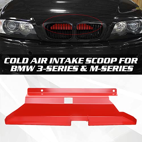 URLWALL Air Intake Scoop, 2PCS Dynamic Cold Air Intake Systems for BMW 323i 325i 328i 330i M52 M54 E46 M3 2001-2006, Increasing Horsepower & Improving Throttle Response (Red) - Image 2