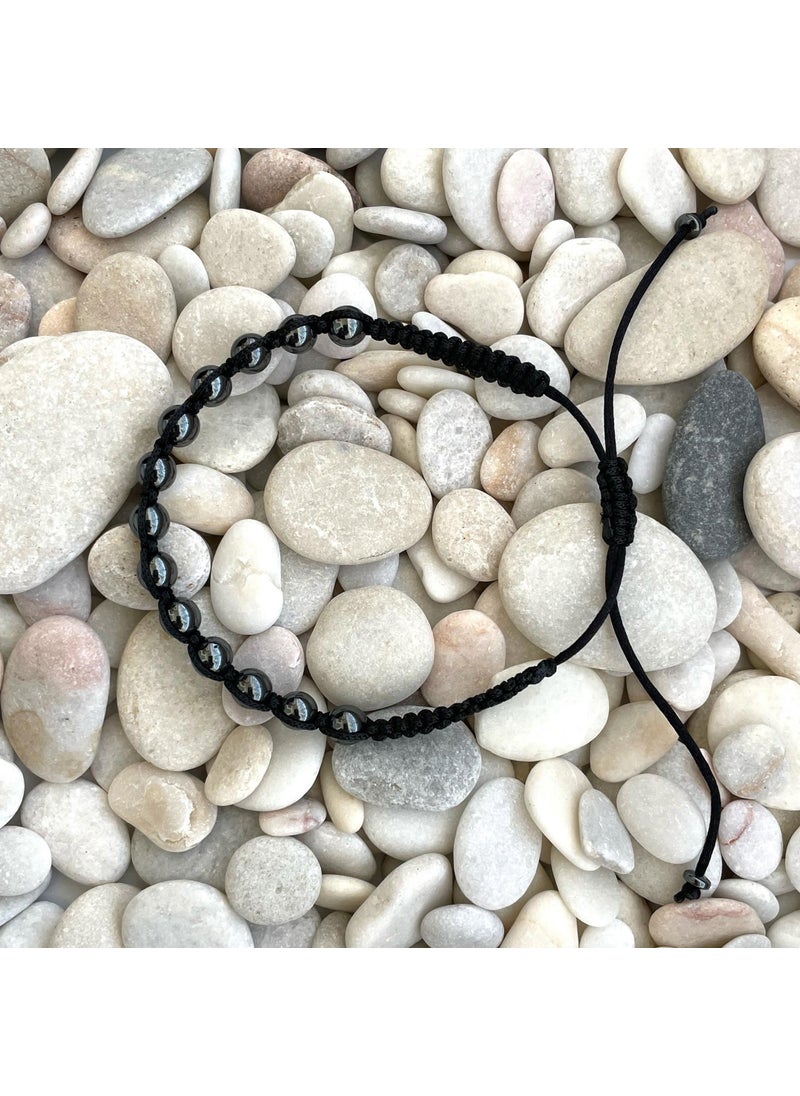 Tabby Design - Macrame Braided Natural Stone Hamatite (Bloodstone) Bracelet - Image 1