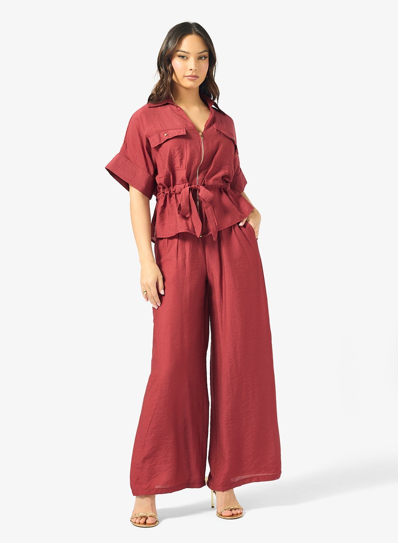 جينجر طقم ملابس علوي وسفلي بسحاب على الطراز العملي - Image 5