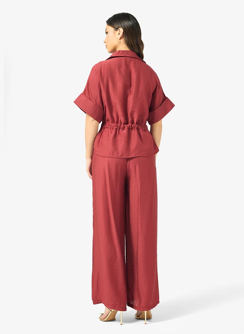 Ginger Utility Style Zip up Top & Pant Coord Set