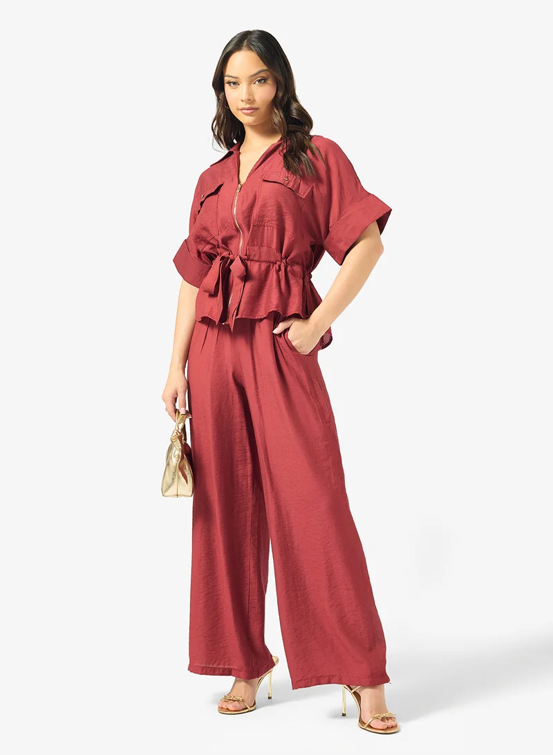 Ginger Utility Style Zip up Top & Pant Coord Set