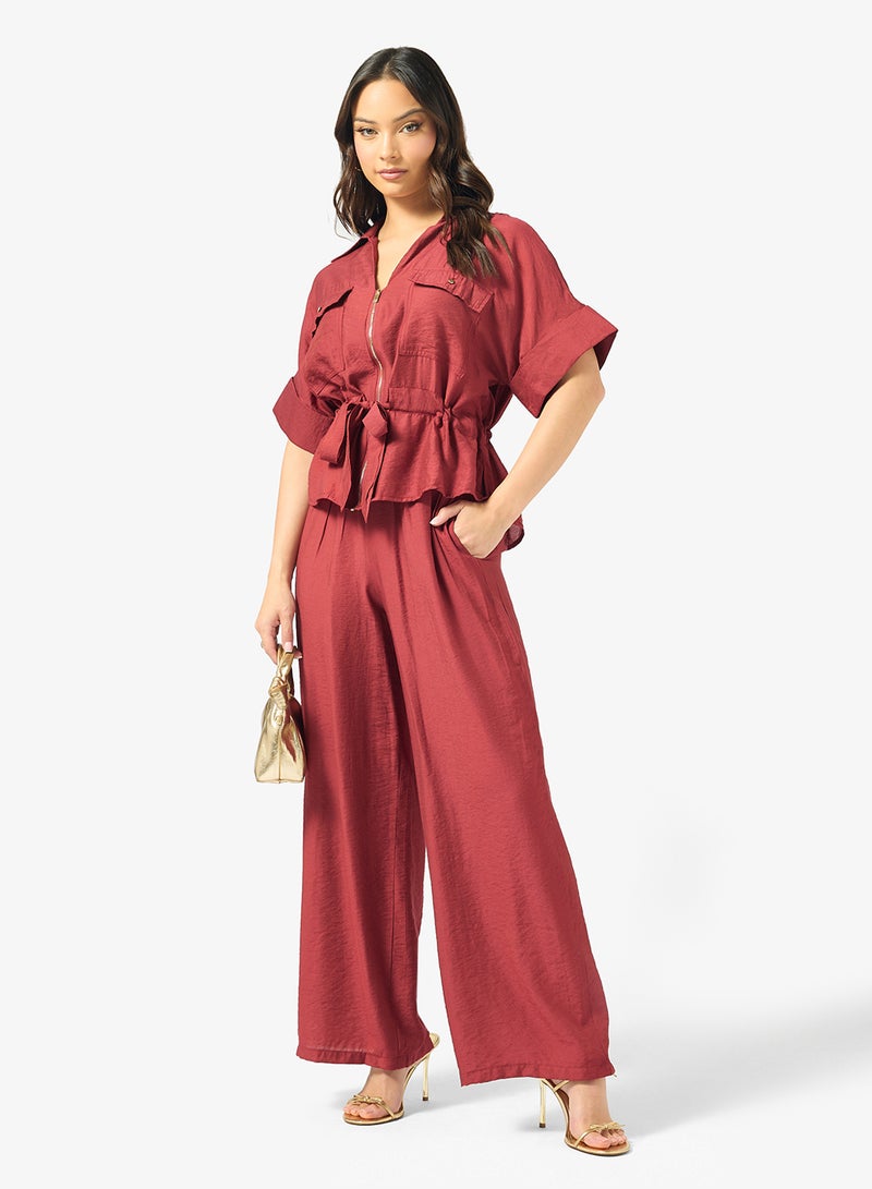 جينجر طقم ملابس علوي وسفلي بسحاب على الطراز العملي - Image 1