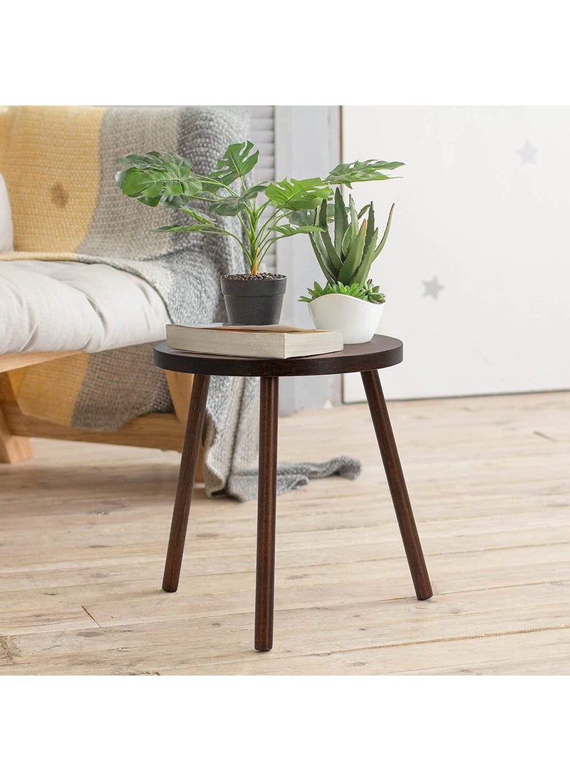 LIVINGLOOM LIVINGLOOM Modern Side Table Wood Round Top Nightstand Sofa Coffee End Table for Living Room Small Spaces Easy Assembly Bedside Table Bedroom Decor Brown  - Image 3
