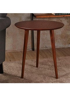 LIVINGLOOM Modern Side Table Wood Round Top Nightstand Sofa Coffee End Table for Living Room Small Spaces Easy Assembly Bedside Table Bedroom Decor Brown