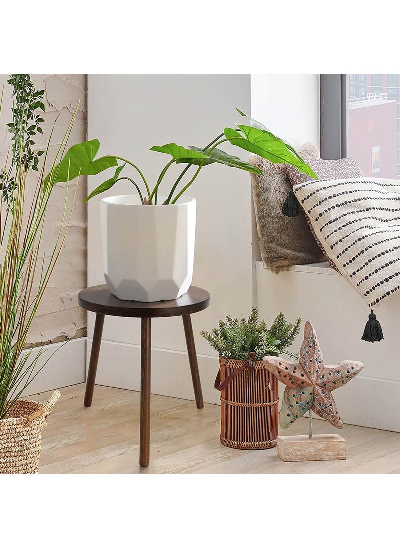 LIVINGLOOM LIVINGLOOM Modern Side Table Wood Round Top Nightstand Sofa Coffee End Table for Living Room Small Spaces Easy Assembly Bedside Table Bedroom Decor Brown  - Image 4