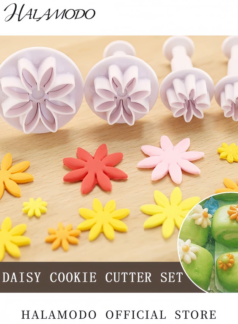 Halamodo 4PCS Multi-Shape 3D Flower & Leaf Pastry Cutter Set Reusable Sturdy Food-Safe Baking Tools for Home & Professional Kitchen Decorative Creations - Image 2
