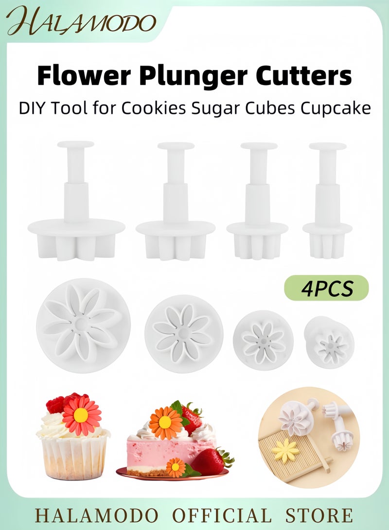 Halamodo 4PCS Multi-Shape 3D Flower & Leaf Pastry Cutter Set Reusable Sturdy Food-Safe Baking Tools for Home & Professional Kitchen Decorative Creations - Image 1