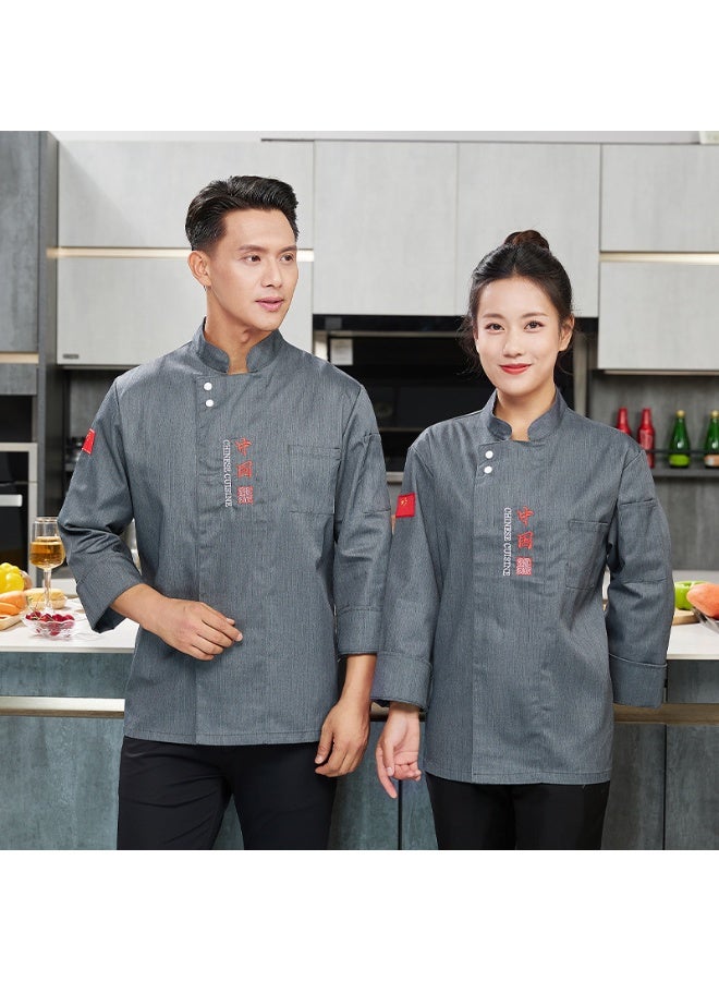 NIBEMINENT Dining Restaurant Rear Kitchen Chef Overalls Long Sleeve Autumn and Winter Clothes China Chef Uniform Canteen Hotel Clothes  - Image 1