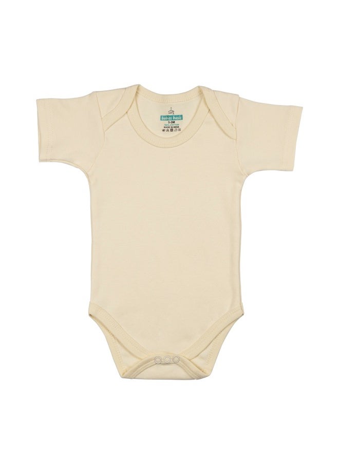 Babies Basic - 100% Super Combed Cotton, Short Sleeves Romper/Bodysuit, For New Born To 24Months, Set Of 6 - Blue, Orange, Brown, Pink, Lemon, White - Image 1