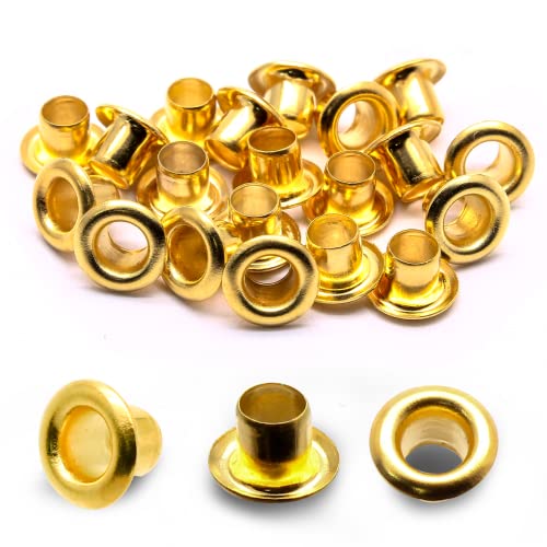 Litoexpe 1/8 Inch (3mm) ID Grommets Eyelets, 200 Pieces Metal Grommet Kit Hole Self Backing Eyelet for Repairing Canvas, Clothes, Leather (Gold) - Image 5