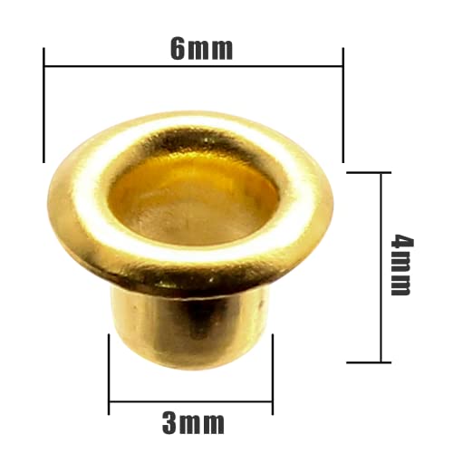 Litoexpe 1/8 Inch (3mm) ID Grommets Eyelets, 200 Pieces Metal Grommet Kit Hole Self Backing Eyelet for Repairing Canvas, Clothes, Leather (Gold) - Image 2