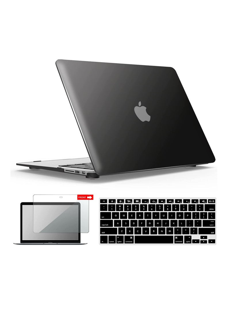Ntech - Ntech 3in1 Compatible with Old Version MacBook Air 13.3 Inch Case Release |2010-2017| Models: A1466/A1369  Plastic Hard Shell Case with Keyboard & Screen Protector Cover For MacBook Air 13 Inch (BlacK - Image 1