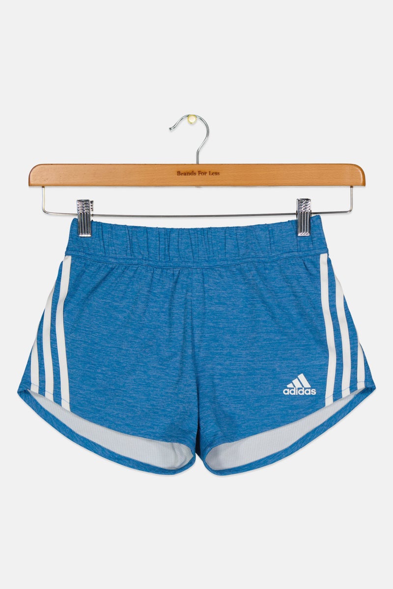 Adidas Kids Girl Brand Logo Outdoor Shorts, Blue - Image 1