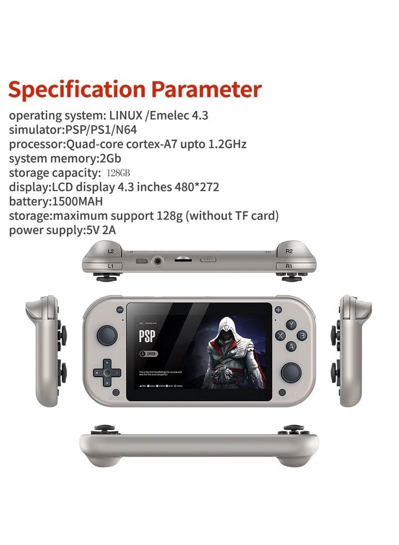 Handheld Game Console 4.3" IPS Screen | Supports 30,000+ Games | PSP PS1 N64 Emulator | Quad-Core Cortex-A7 CPU | 128GB | Portable Retro Gaming Console - Image 5