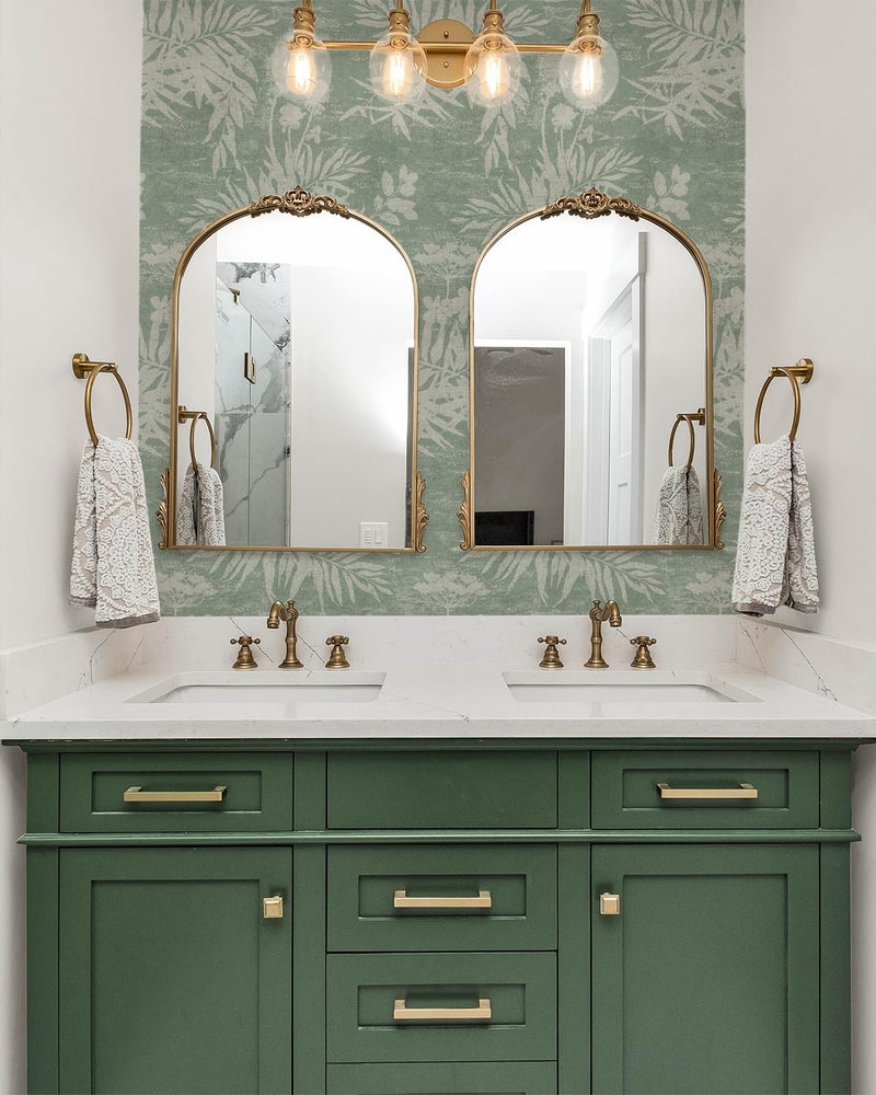 Naphite Floral Peel and Stick Wallpaper Vintage Leaf Botanical Dark Green Contact Paper for Cabinets Drawers Boho Self Adhesive Removable Wallpaper for Bedroom Waterproof Shelf Liner 17.3inW 197inL - Image 4