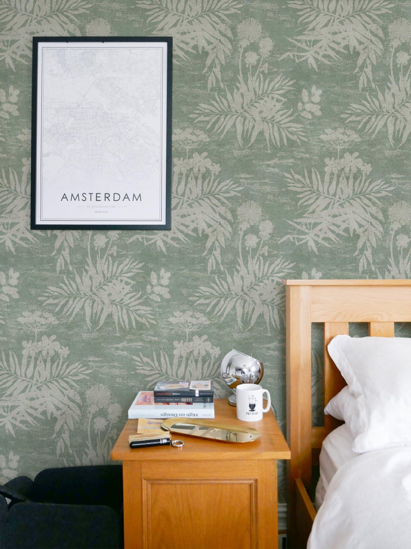 Naphite Floral Peel and Stick Wallpaper Vintage Leaf Botanical Dark Green Contact Paper for Cabinets Drawers Boho Self Adhesive Removable Wallpaper for Bedroom Waterproof Shelf Liner 17.3inW 197inL - Image 3