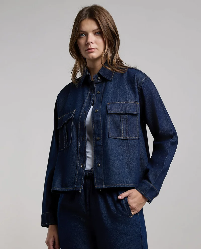 R&B Washed Denim Jacket with Button Closure