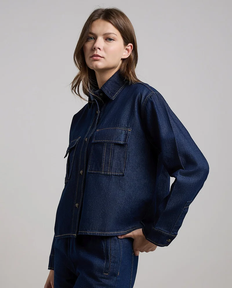 R&B Washed Denim Jacket with Button Closure