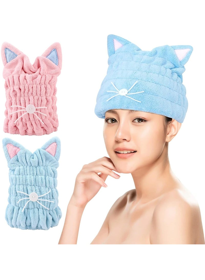 أوزيغالور حزمة من 2 مجففات شعر سريعة التجفيف للنساء والأطفال، قبعة شعر من القطن الجامد السمكي الفائقة المجففة - Image 1