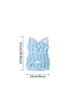Oasisgalore 2-Pack Quick Dry Microfiber Hair Towels with Cat Ears for Women & Kids, Super Absorbent Coral Fleece Hair Cap  - Image 2