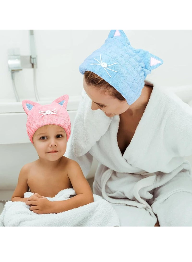 أوزيغالور حزمة من 2 مجففات شعر سريعة التجفيف للنساء والأطفال، قبعة شعر من القطن الجامد السمكي الفائقة المجففة - Image 5