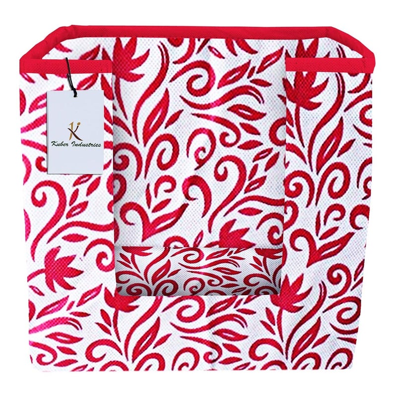 Kuber Industries Exclusive Leaf Printed Non Woven Shirt Stacker Wardrobe Organizer Set Pink CTGTC35036 - Image 3