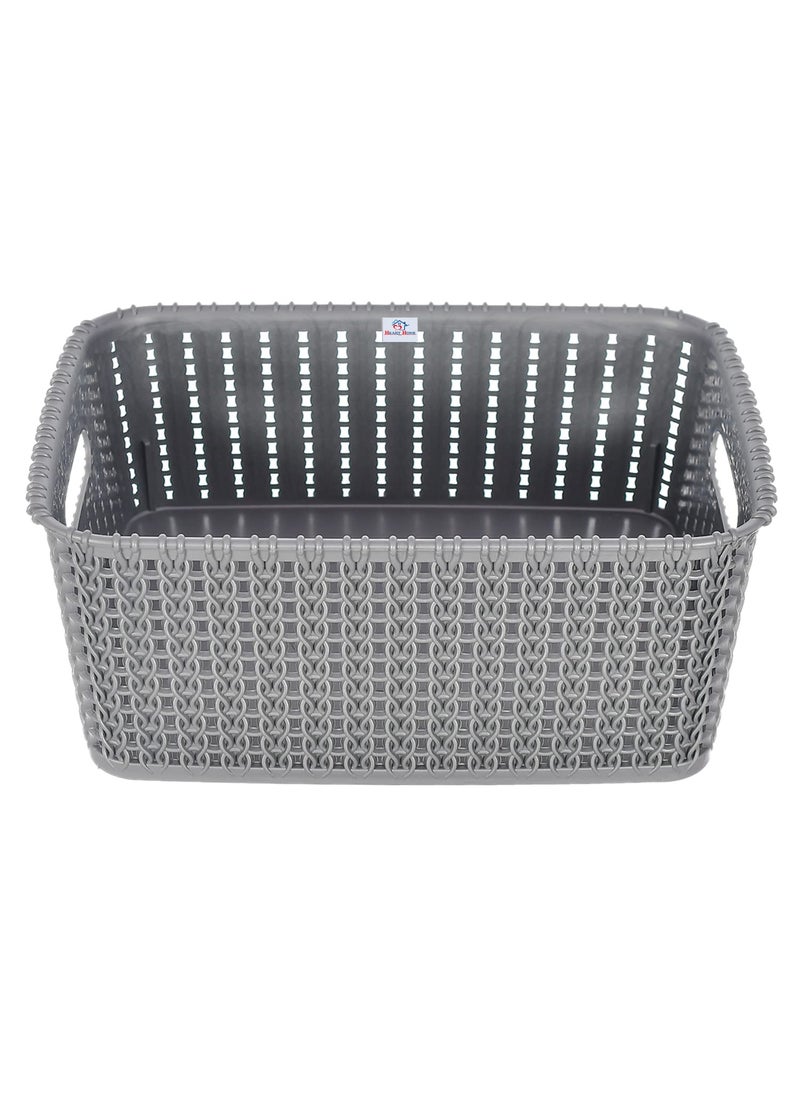 Kuber Industries Heart Home Multipurposes Large M 20 Plastic Basket, Organizer for Kitchen, Countertops, Cabinets, Bathrooms Without Lid- Pack of 2 (Grey & Brown) -46KHH0102  - Image 3