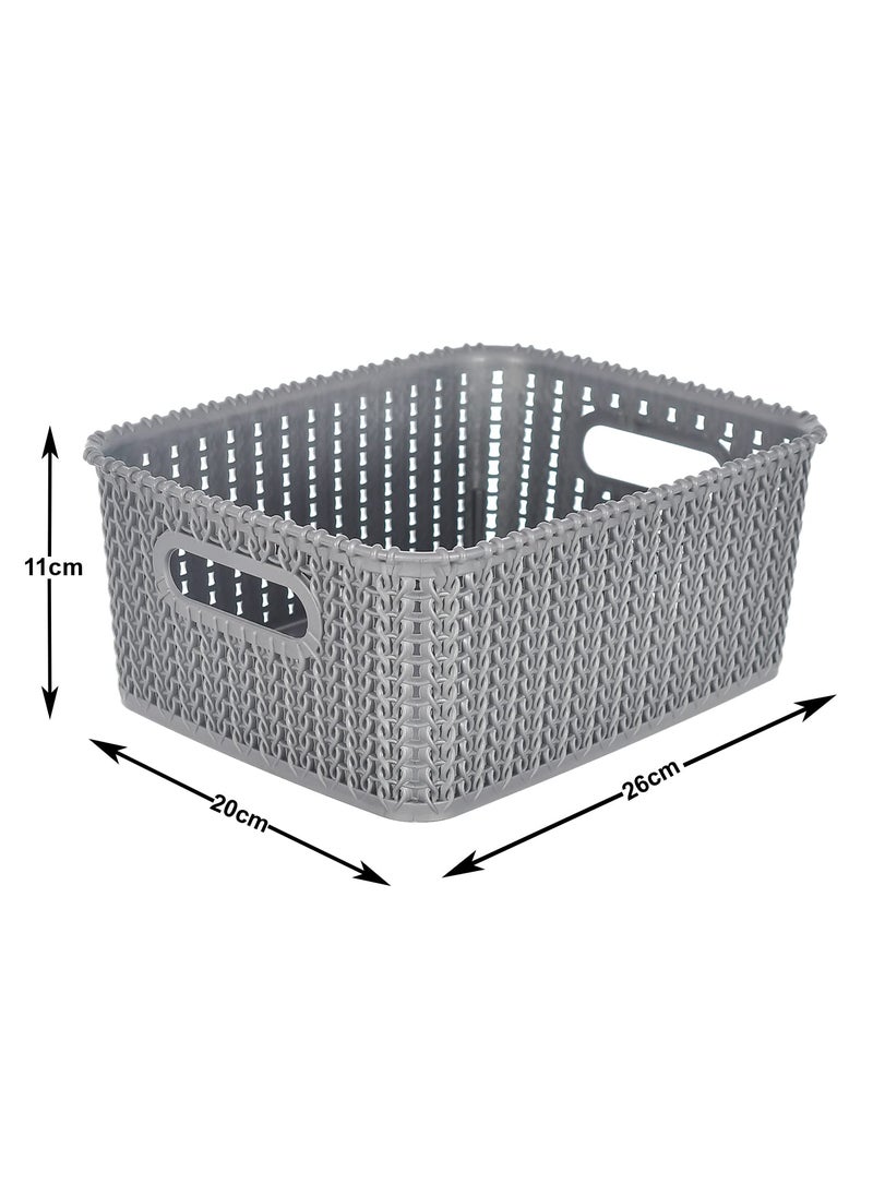 Kuber Industries Heart Home Multipurposes Large M 20 Plastic Basket, Organizer for Kitchen, Countertops, Cabinets, Bathrooms Without Lid- Pack of 2 (Grey & Brown) -46KHH0102  - Image 5