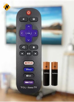 تحكم بديل عن بُعد متوافق مع جميع أجهزة التلفزيون الذكية TCL Roku 【فقط مع TCL Roku TV ليس لـ Roku Stick و Roku Box】 (Netflix/Disney Plus/Apple TV+/HBO Max) مع البطارية