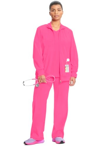 Cherokee Infinity Zip Front Scrub Jackets for Women, 4-Way Stretch Fabric 2391A, XXS, Carmine Pink - Image 3