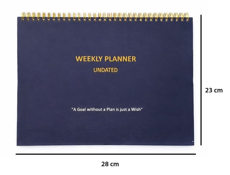 Awestuffs Weekly Planner Undated Notepad, with Habit Tracker and To-Do List Notepad for Priorities & Goals - 52 Sheets - (Premium Hardbound with Golden Spiral) (A4-28 x 23 cm) - Image 4