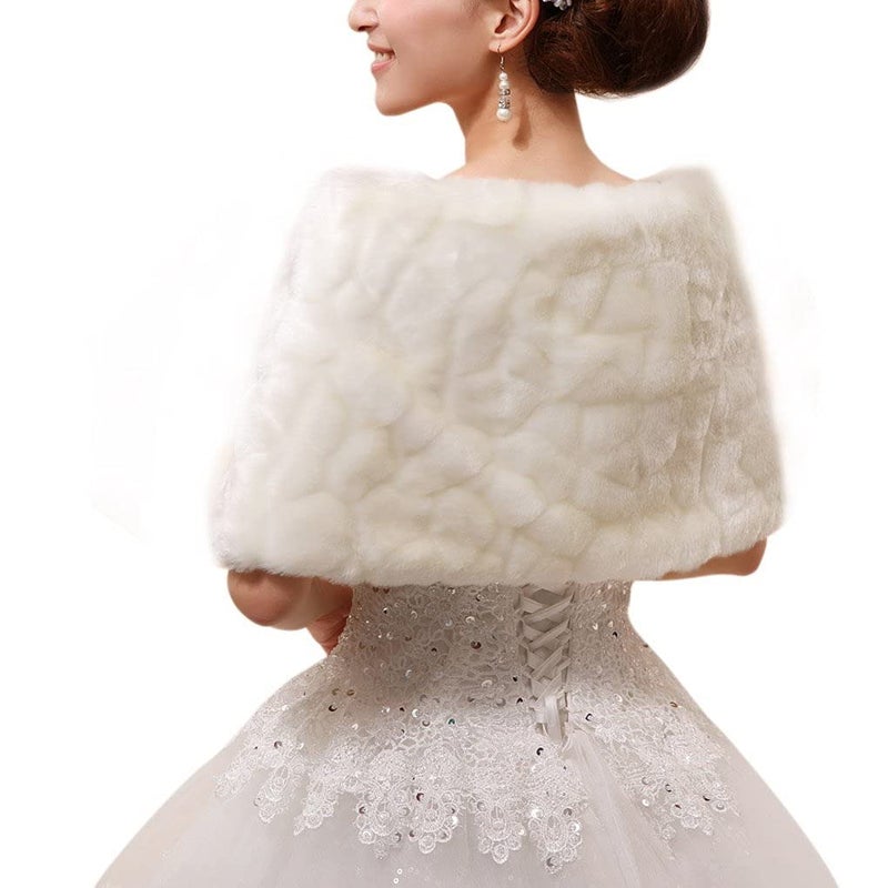 Fakeface Women Elegant Cape Shawls Spring Wedding Wraps Capelet Ivory One Size - Image 2