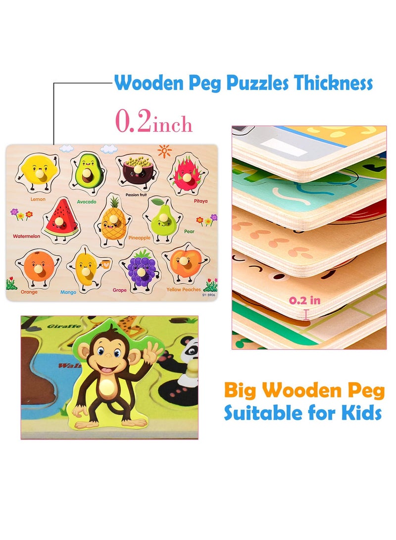 Mordely Wooden Peg Puzzles for Toddlers 2 3 4 Years Old, Kids Educational Preschool Peg Puzzles Toy - Image 2