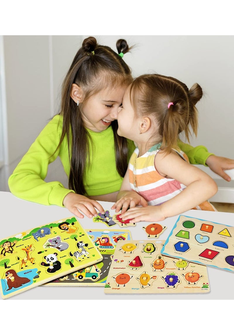 Mordely Wooden Peg Puzzles for Toddlers 2 3 4 Years Old, Kids Educational Preschool Peg Puzzles Toy - Image 5