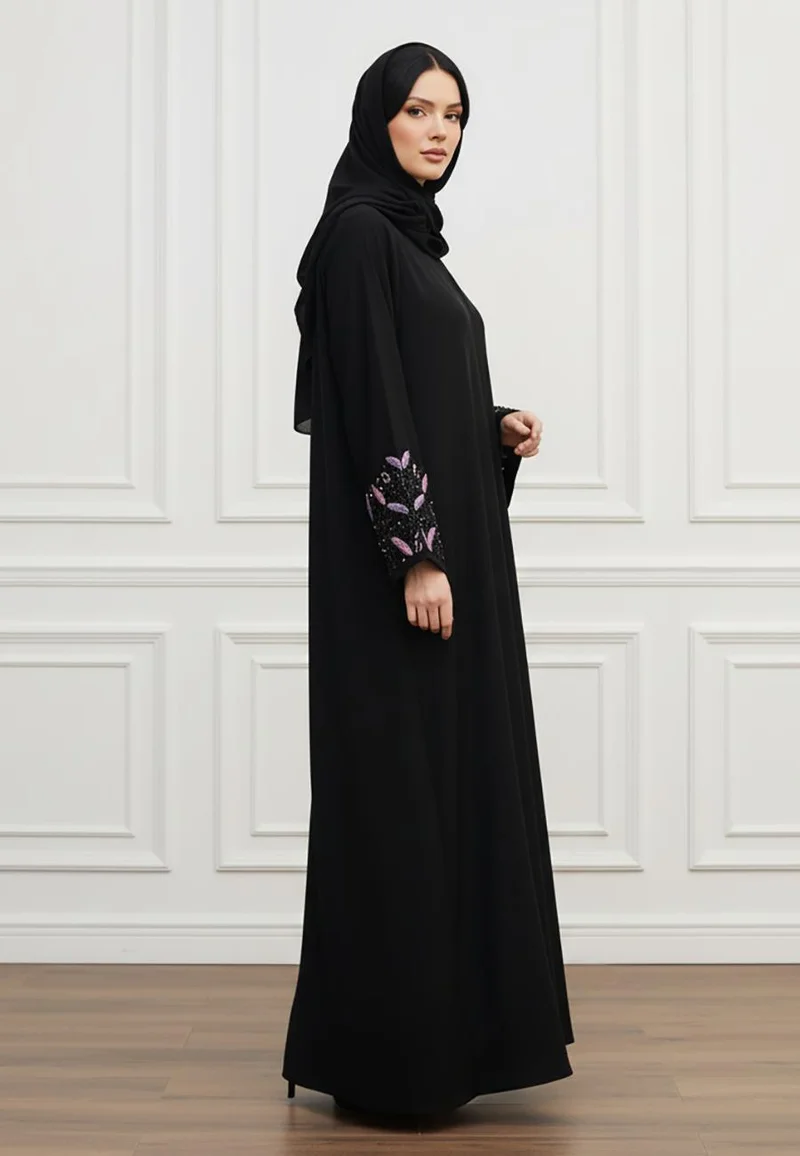 Nukhbaa  Luxurious Nida Fabric Abaya | Signature Fluid Drape & Hijab Included-821 for Women | Best Price UAE