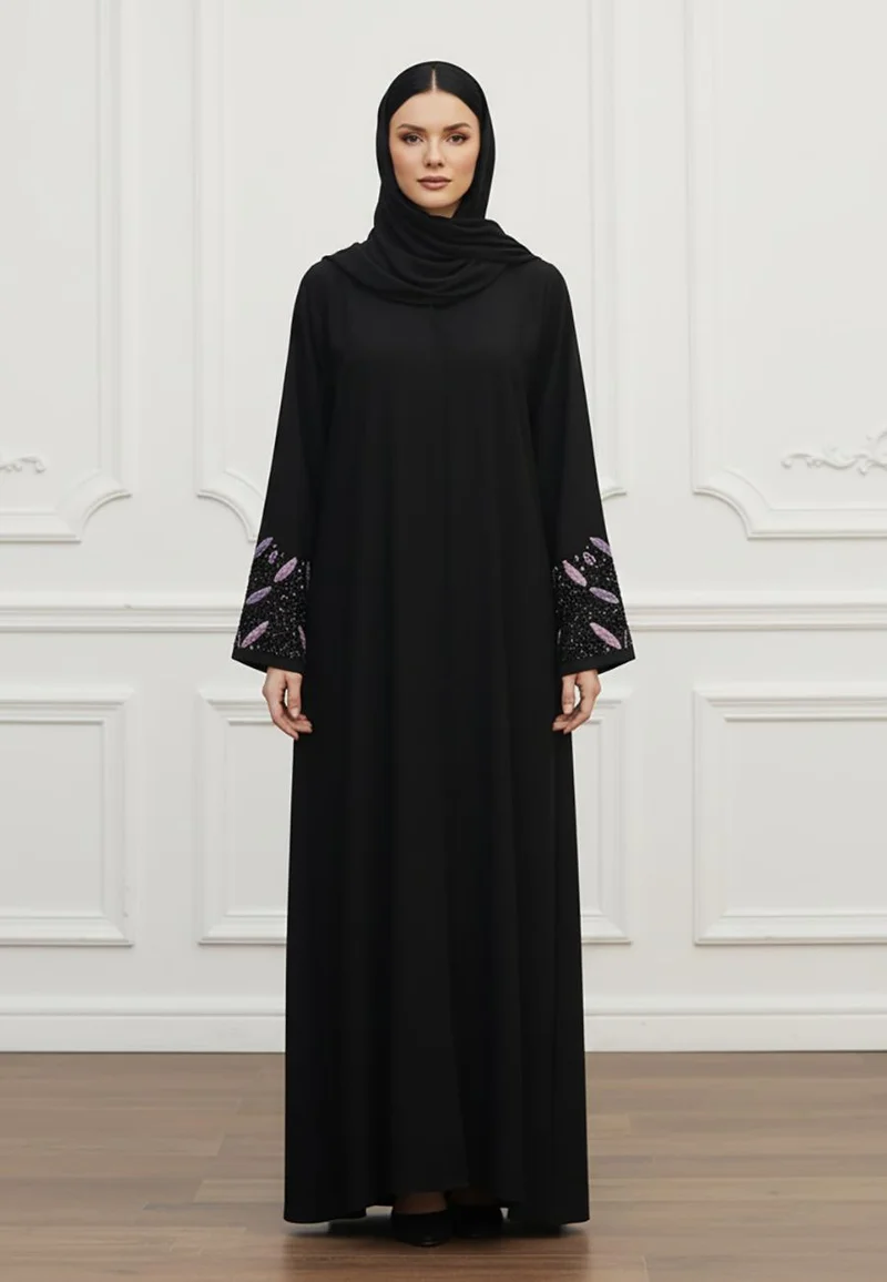Luxurious Nida Fabric Abaya | Signature Fluid Drape & Hijab Included-821