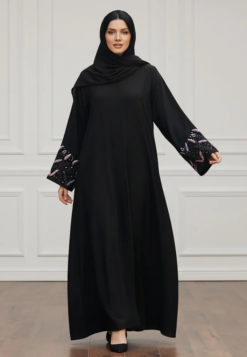 NUKHBAA Luxurious Nida Fabric Abaya | Signature Fluid Drape & Hijab Included-821