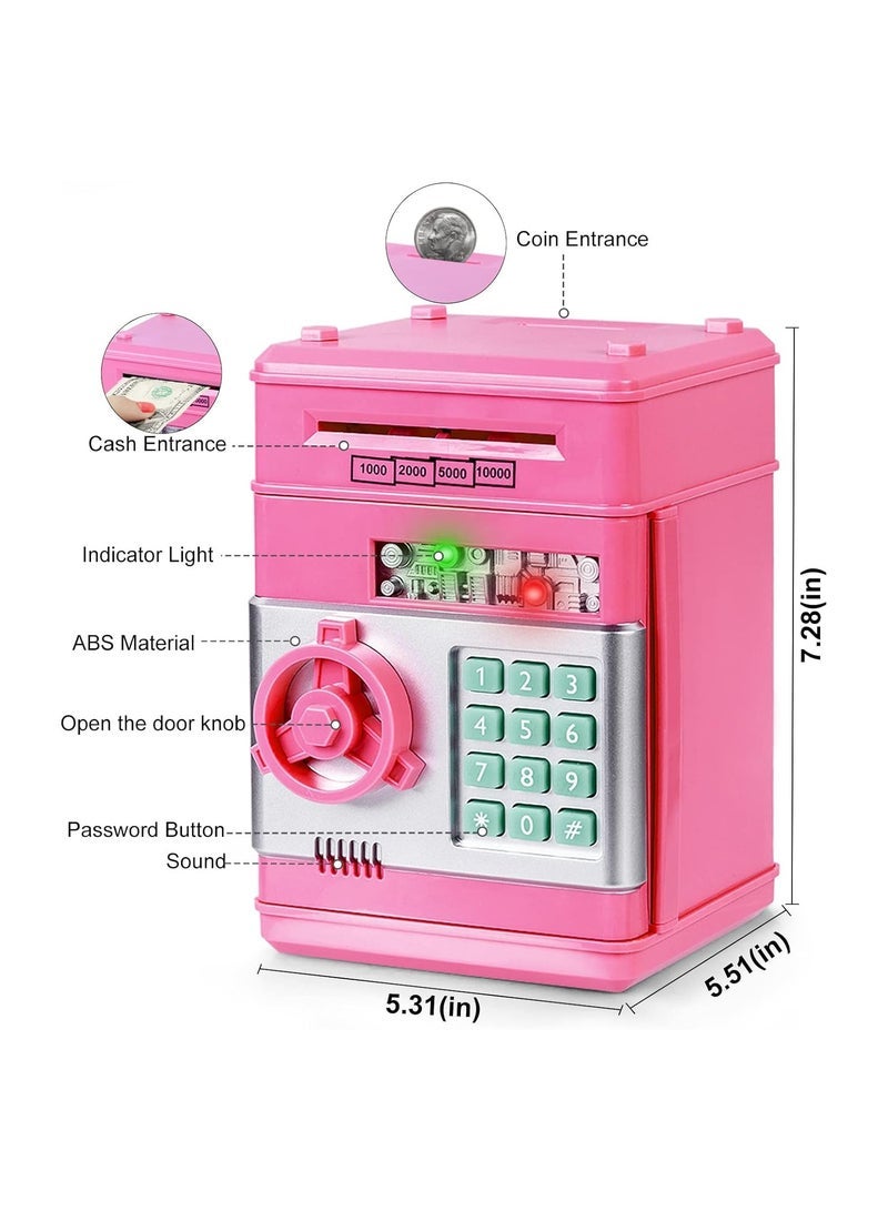 ELTERAZONE Piggy Bank for Girls 4-11 Years Old,Refasy Kids Safe Bank for Boys Christmas Birthday Gifts Toy for Kids Electronic ATM Money Bank Adults Money Saving Box Safe Coin Bank Toy Kids Toys Pink - Image 3