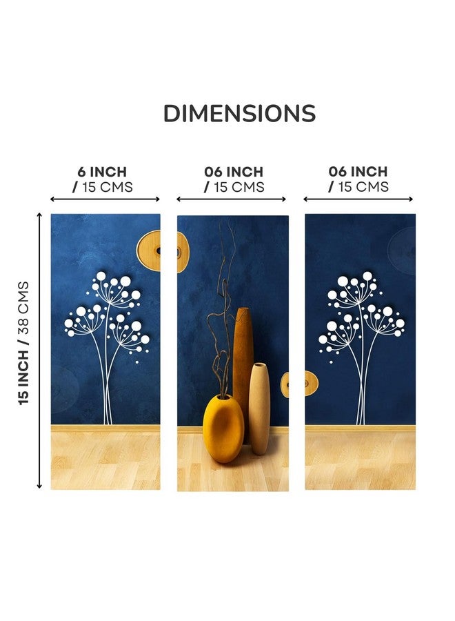 Masstone Floral Wall Painting | Flower Vases Framed Art Painting | Wall Decor Set of 3 (15 x 18 Inch) | Wall Paintings for Living Room - Image 2