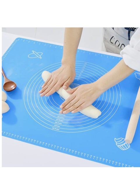 Silicone Baking Mat for Rolling Pastry Dough, 65cm x 45cm Food Grade Silicone Non-stick and Non-Slip Sheet Baking Supplies for Bake Pizza Cake, Multicolor