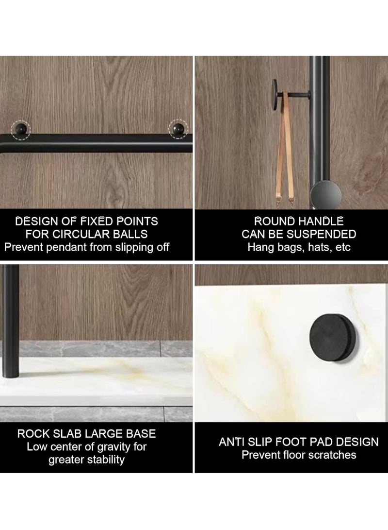 YQbest Metal Coat Rack Freestanding Coat Hanger Stand With 3 Hooks Clothing Rack with Natural Marble Base, Modern Coat Stand for Entryway Living Room Bedroom Office  - Image 4