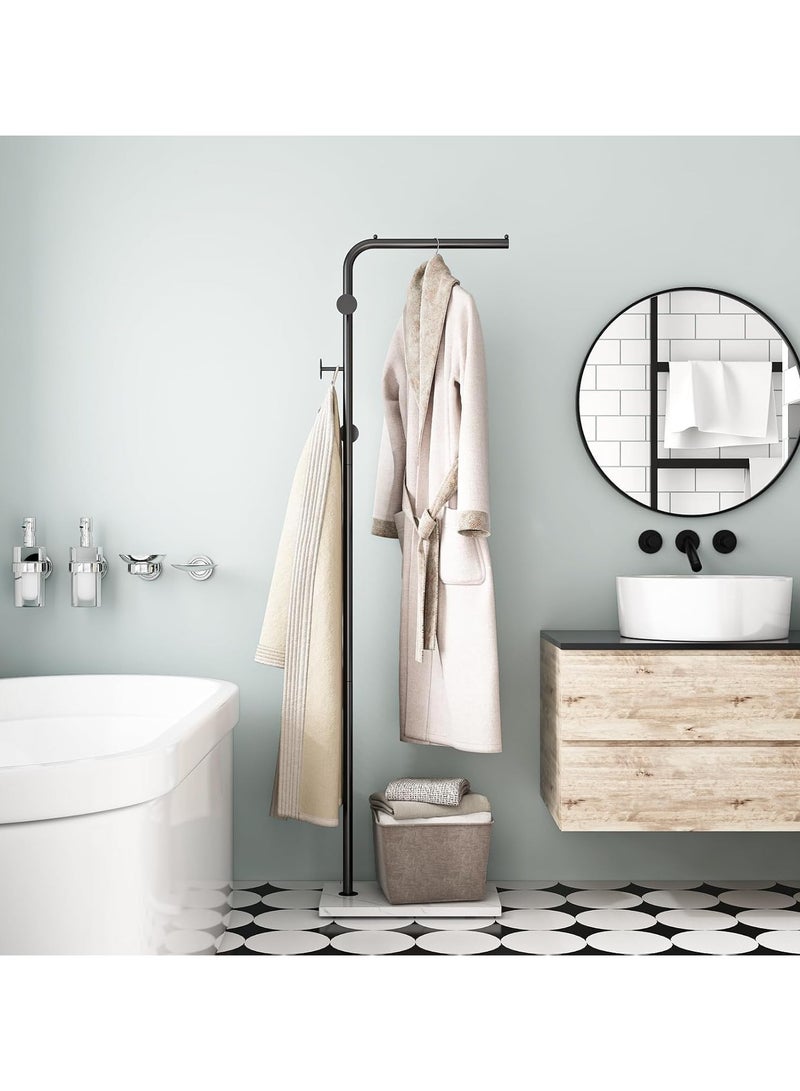 YQbest Metal Coat Rack Freestanding Coat Hanger Stand With 3 Hooks Clothing Rack with Natural Marble Base, Modern Coat Stand for Entryway Living Room Bedroom Office - Image 2