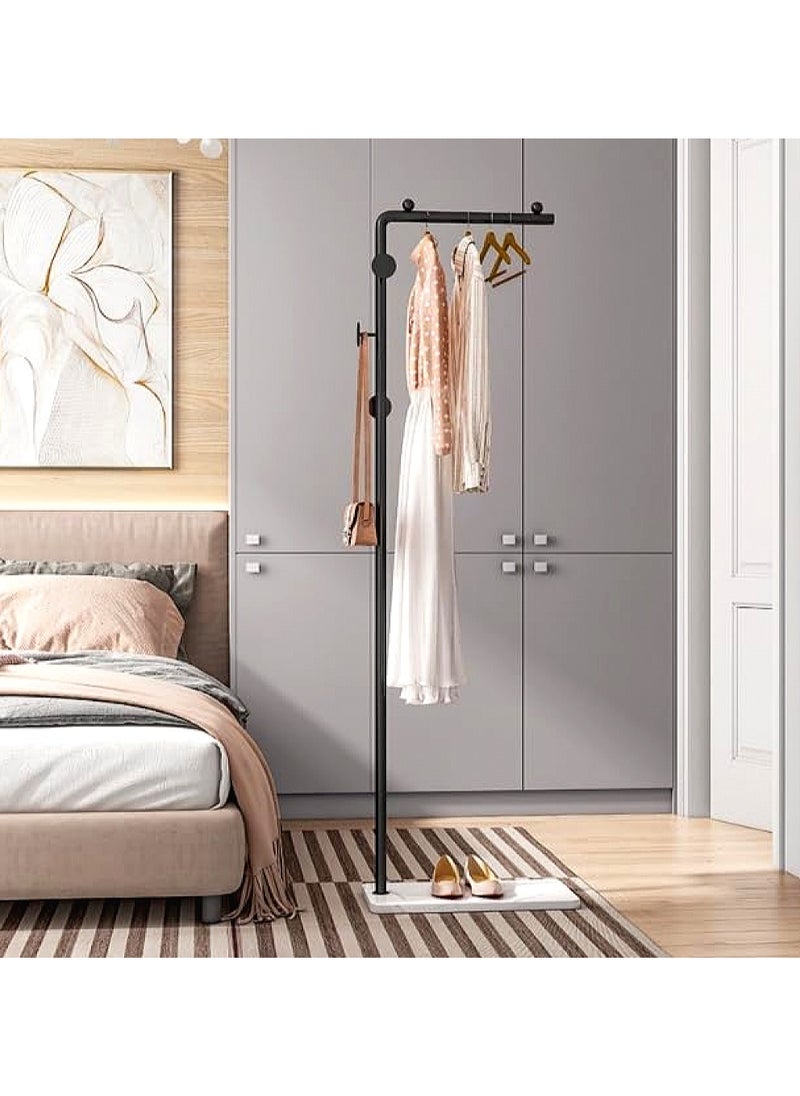 YQbest - Metal Coat Rack Freestanding with Natural Marble Base 67” 170cm Entryway Coats Hanger Stand with 3 Hooks, Home Bedroom Hotel Hall Tree for Coats, Hats, Scarves, Clothes, and Handbags - Image 1
