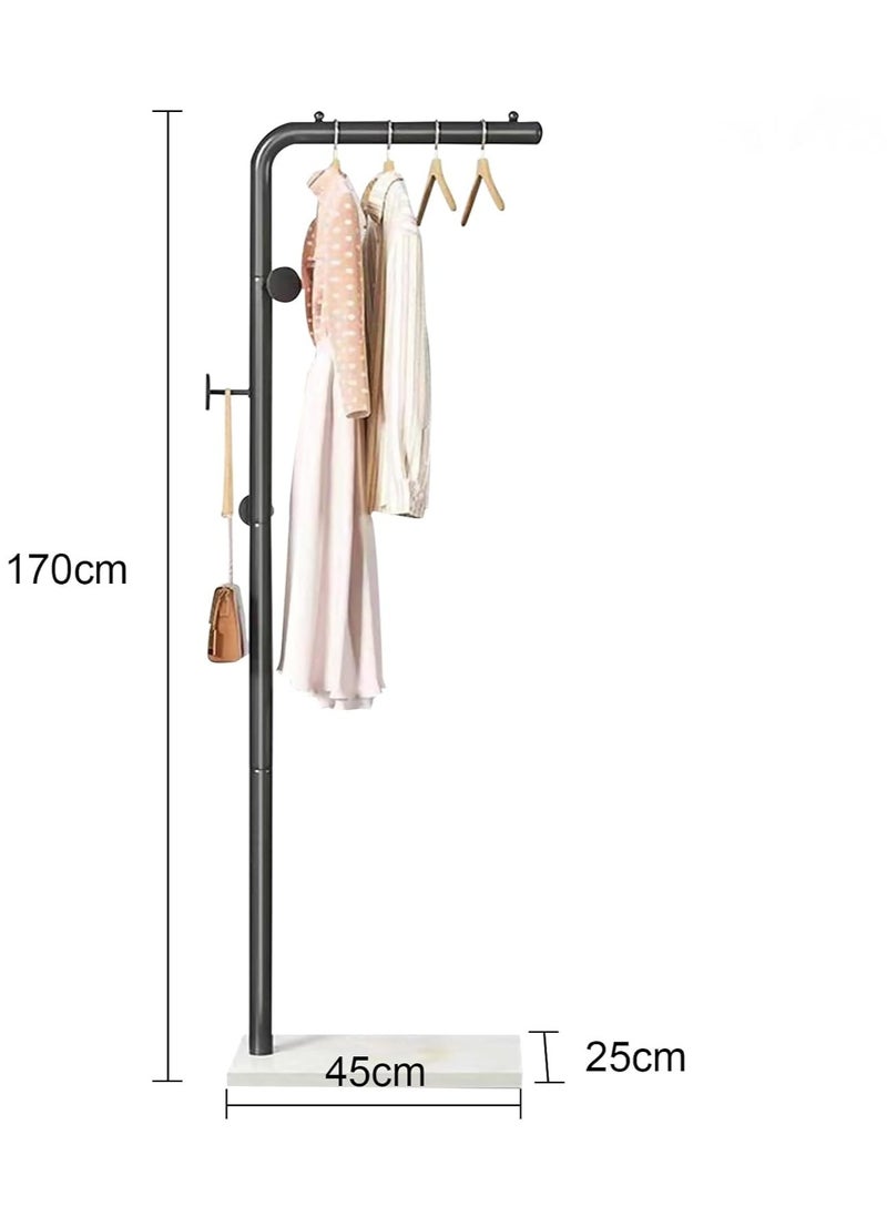 YQbest - Metal Coat Rack Freestanding with Natural Marble Base 67” 170cm Entryway Coats Hanger Stand with 3 Hooks, Home Bedroom Hotel Hall Tree for Coats, Hats, Scarves, Clothes, and Handbags - Image 1