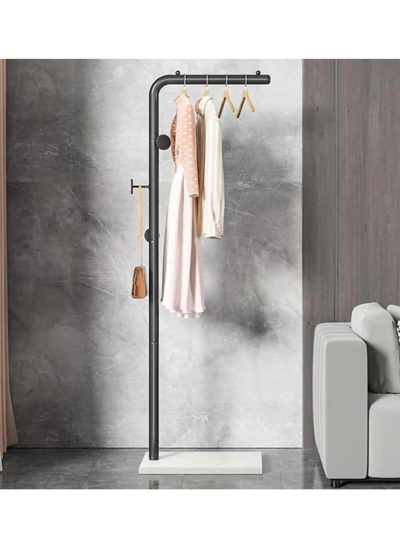 YQbest - Metal Coat Rack Freestanding with Natural Marble Base 67” 170cm Entryway Coats Hanger Stand with 3 Hooks, Home Bedroom Hotel Hall Tree for Coats, Hats, Scarves, Clothes, and Handbags - Image 1