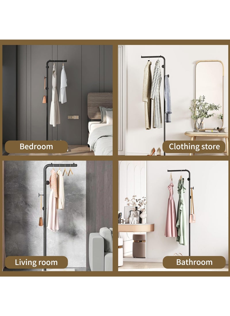 YQbest - Metal Coat Rack Freestanding with Natural Marble Base 67” 170cm Entryway Coats Hanger Stand with 3 Hooks, Home Bedroom Hotel Hall Tree for Coats, Hats, Scarves, Clothes, and Handbags - Image 1